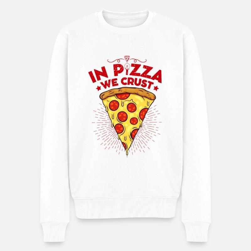 Stück Pizza! - Männer Premium Bio Pullover - Weiß