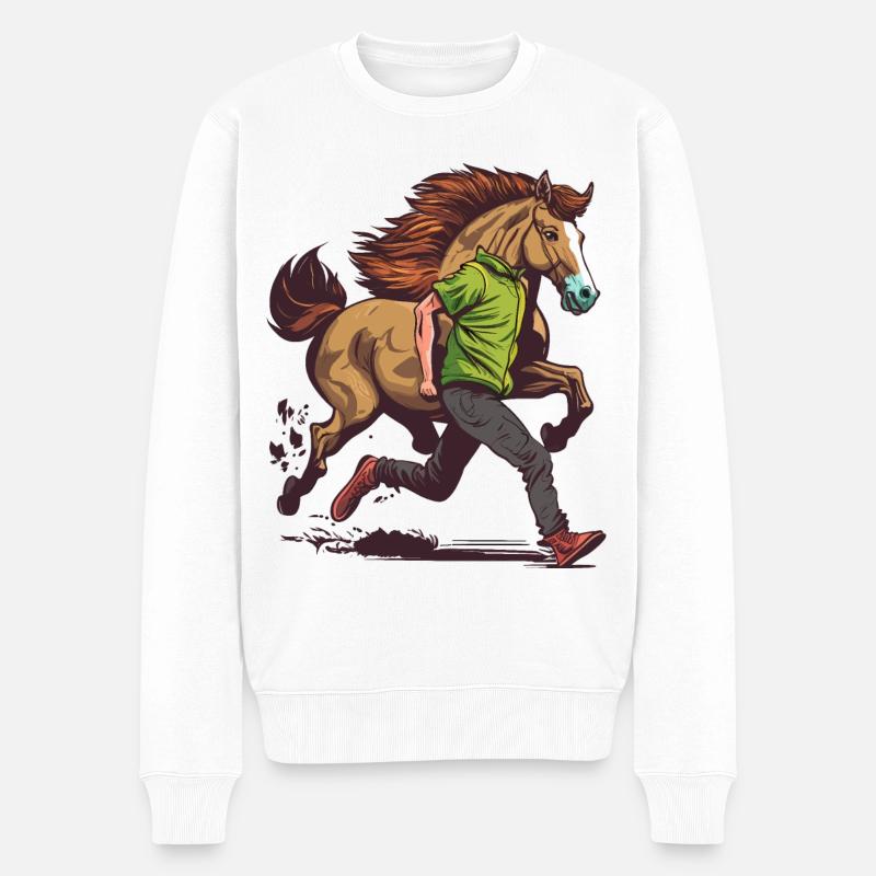 Ausdauerlauf für Pferde - Männer Premium Bio Pullover - Weiß