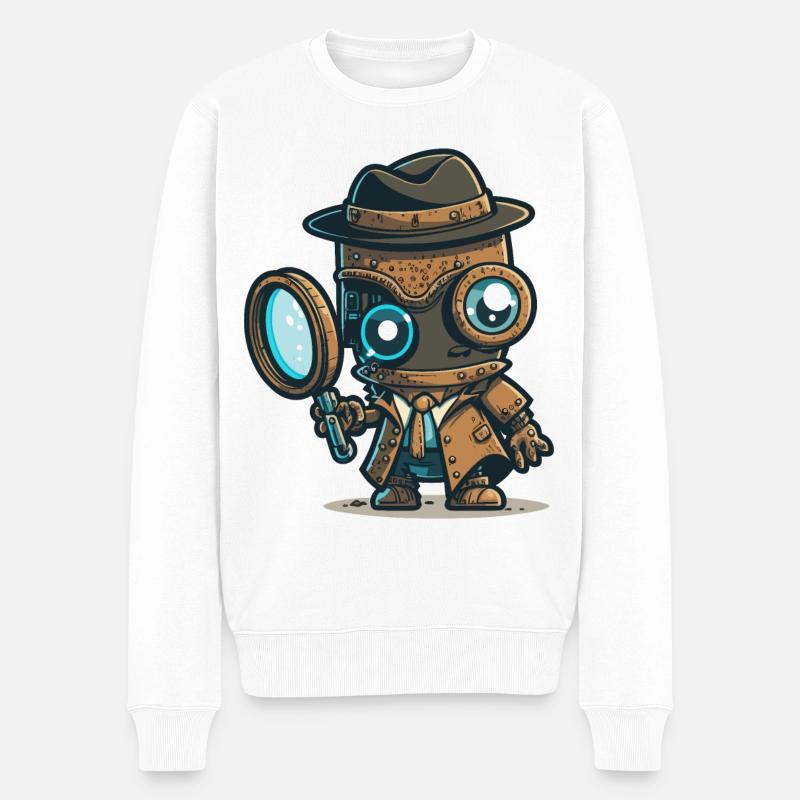 Detektiv-Bot - Männer Premium Bio Pullover - Weiß