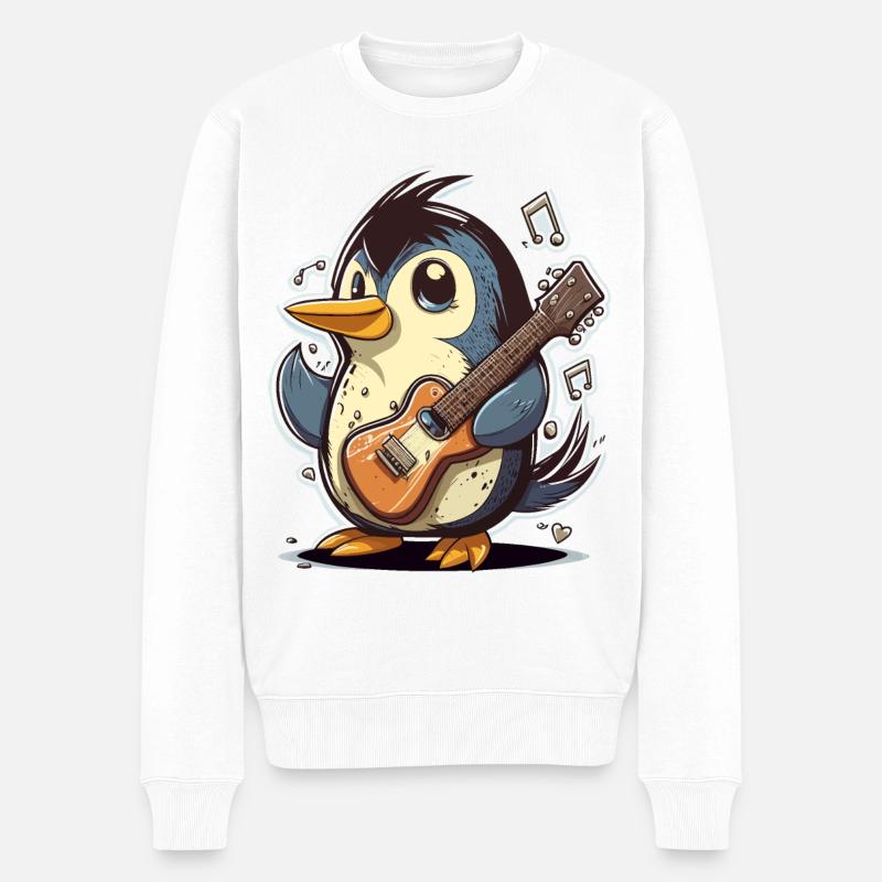 Rockin Pinguin - Männer Premium Bio Pullover - Weiß