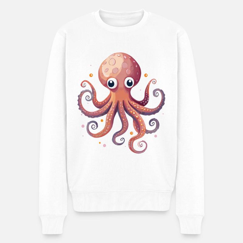 Pieuvre mignonne - Pull Premium bio Homme - blanc