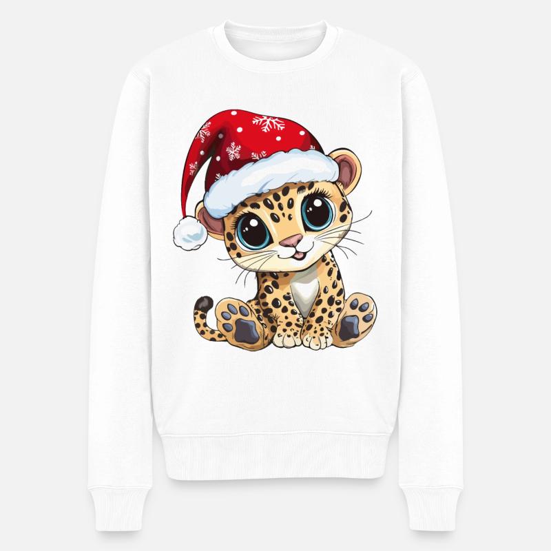 Léopard Noël Mignon Noël mignon - Pull Premium bio Homme - blanc