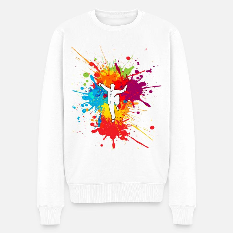 Kampfkunst Malerei - Männer Premium Bio Pullover - Weiß