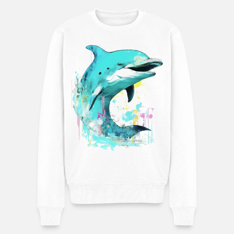 Schöner Delfin - Männer Premium Bio Pullover - Weiß
