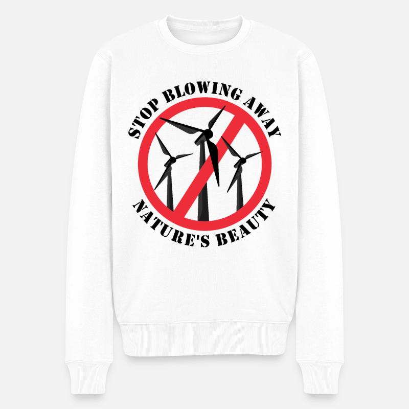 Stopp Windenergie, Anti Windkraft, Keine Windräder - Männer Premium Bio Pullover - Weiß