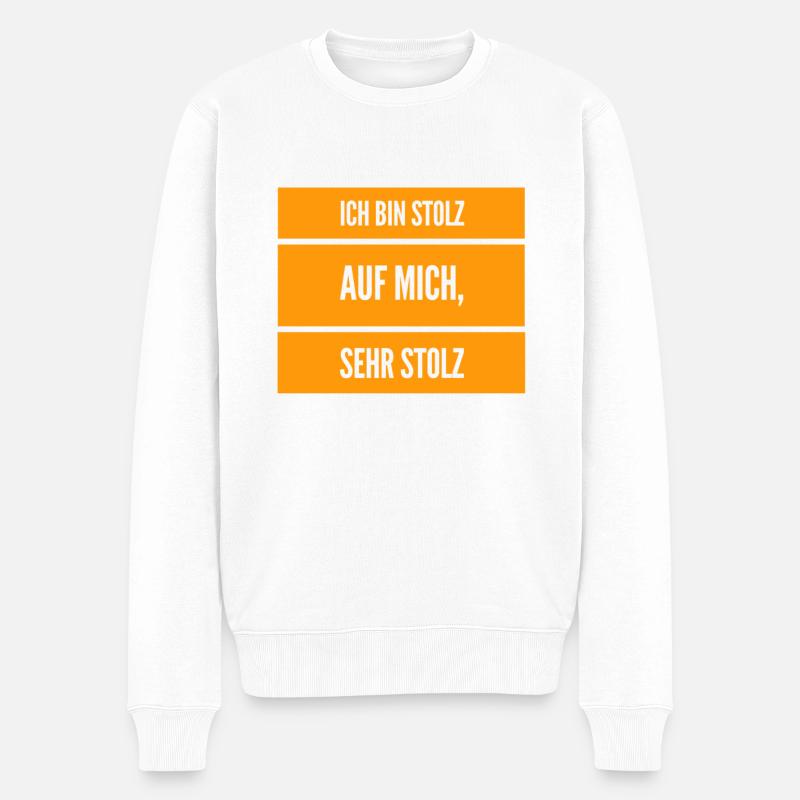 ich bin zufrieden mir mir - Männer Premium Bio Pullover - Weiß