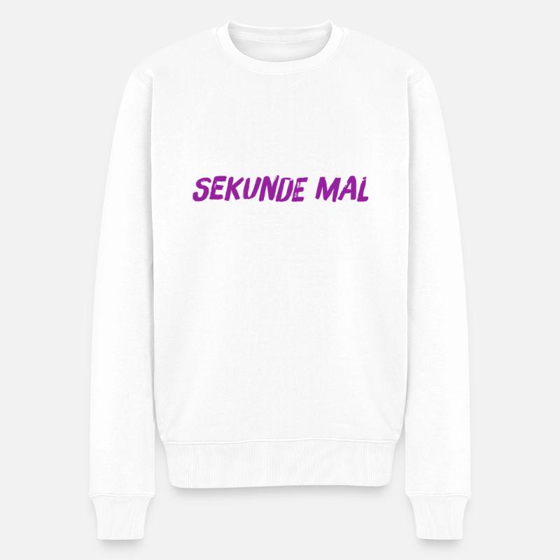 warten sie - Männer Premium Bio Pullover - Weiß