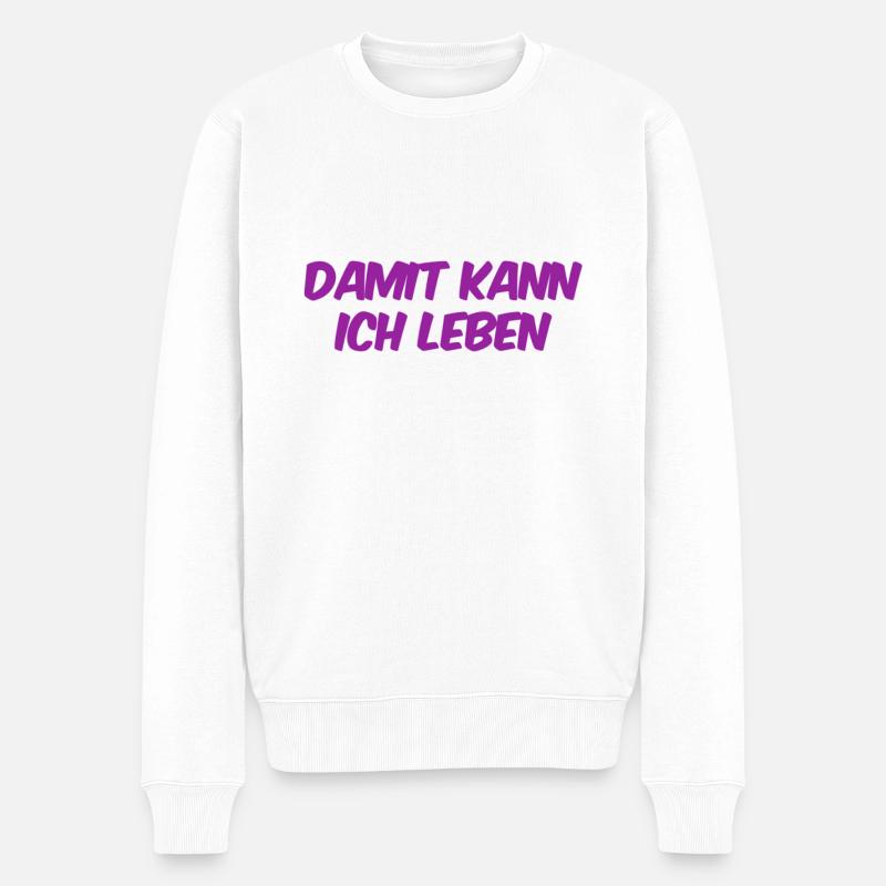 damit kann ich leben - Männer Premium Bio Pullover - Weiß