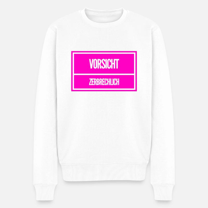 zerbrechlich - Männer Premium Bio Pullover - Weiß