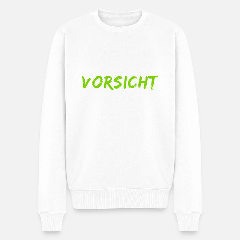 Achtung - Männer Premium Bio Pullover - Weiß