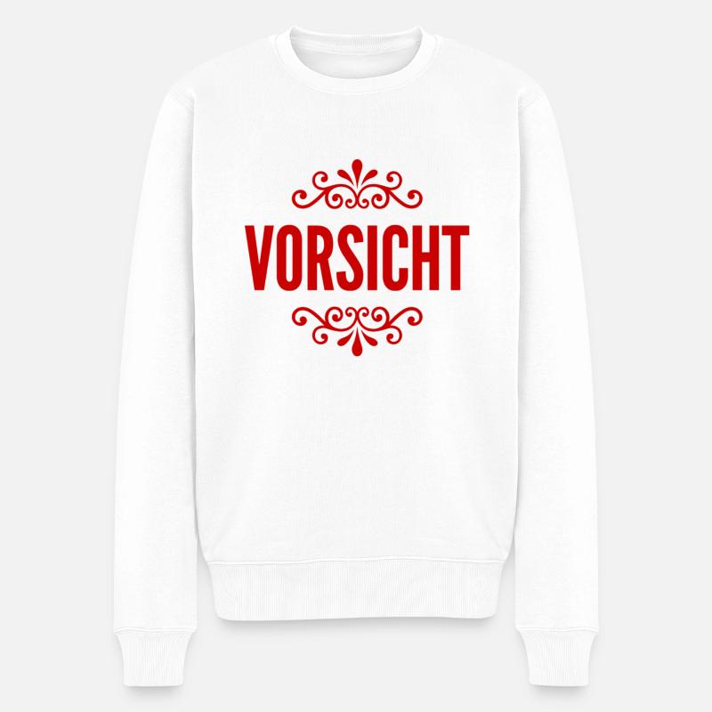 sei vorsichtig - Männer Premium Bio Pullover - Weiß