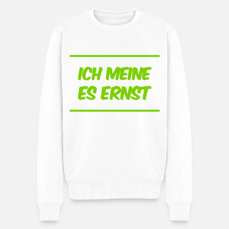 das ist mein voller Ernst - Männer Premium Bio Pullover - Weiß