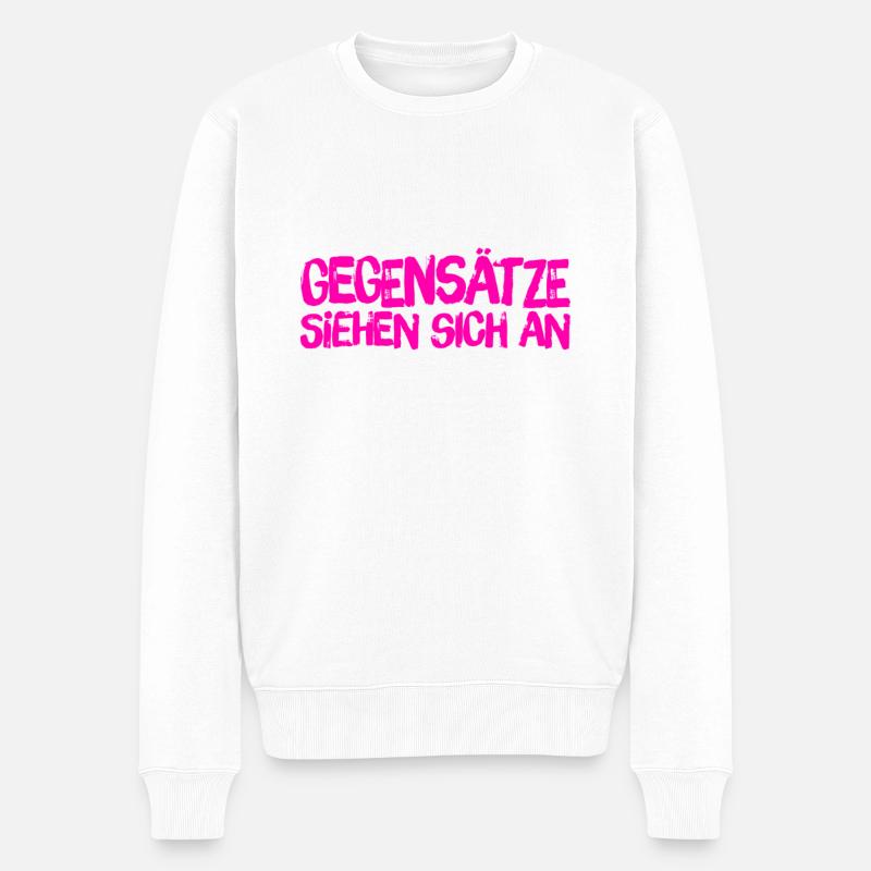 ich stehe auf Gegensätze - Männer Premium Bio Pullover - Weiß