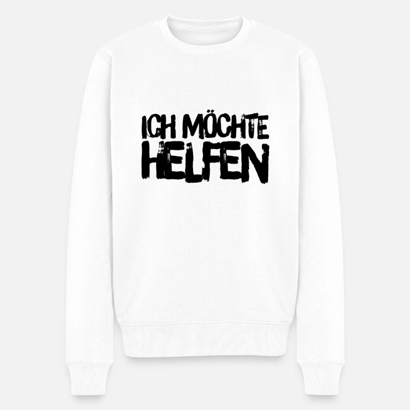 ich will helfen - Männer Premium Bio Pullover - Weiß