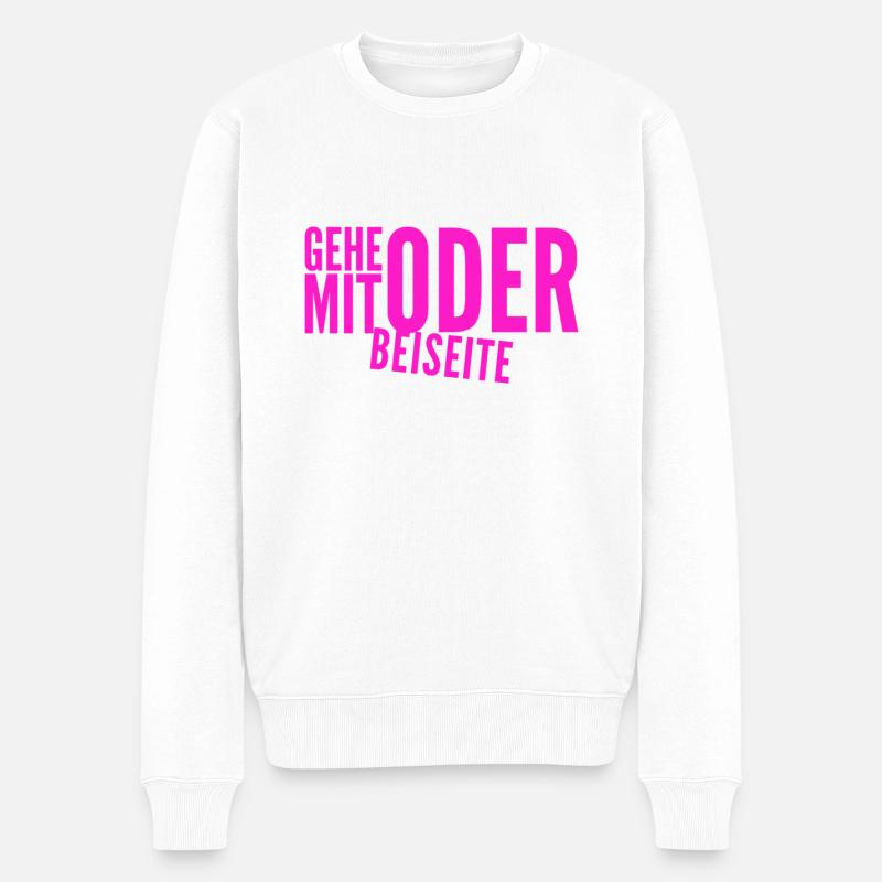 kommst du mit oder nicht? - Männer Premium Bio Pullover - Weiß