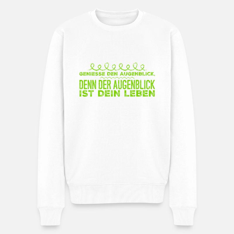 genieße den Moment - Männer Premium Bio Pullover - Weiß