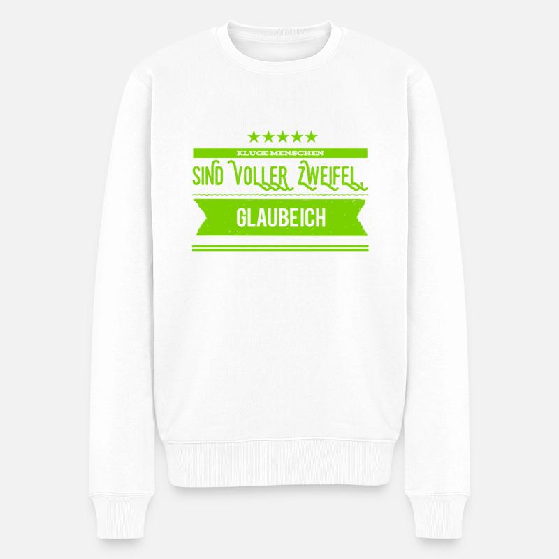 schlaue Menschen zweifeln - Männer Premium Bio Pullover - Weiß