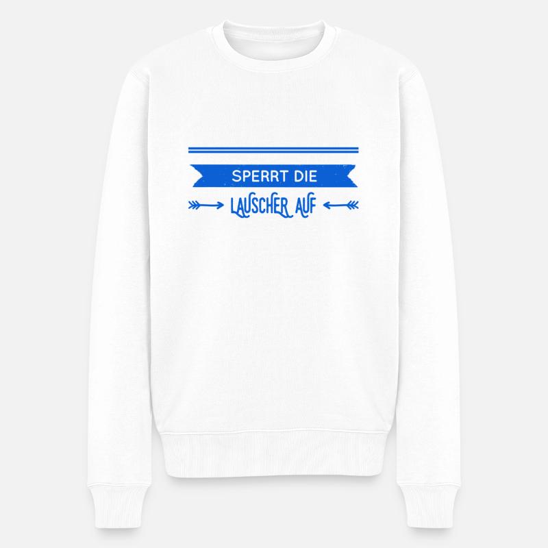 hört zu - Männer Premium Bio Pullover - Weiß