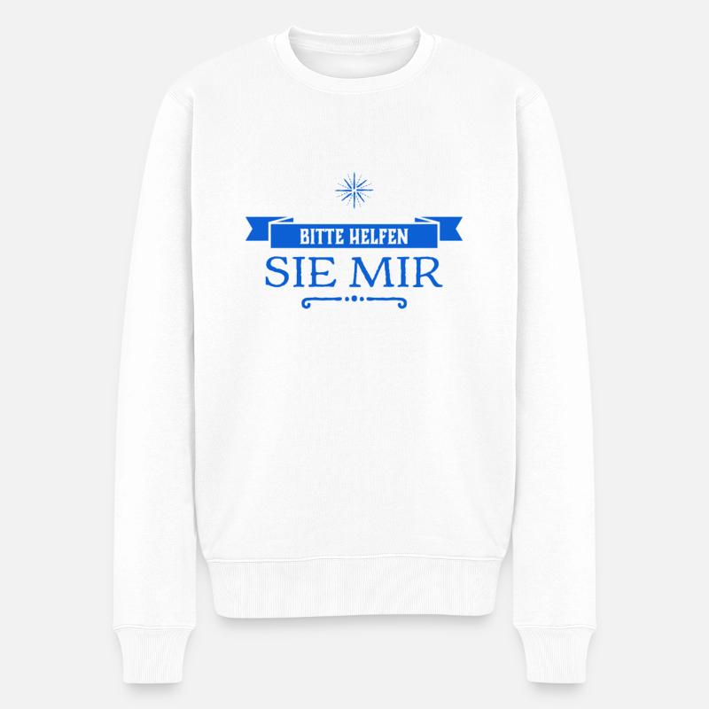bitte helfen sie mir - Männer Premium Bio Pullover - Weiß