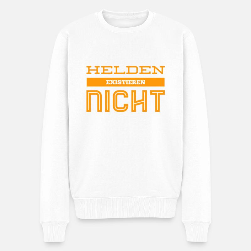 Helden existieren nicht - Männer Premium Bio Pullover - Weiß