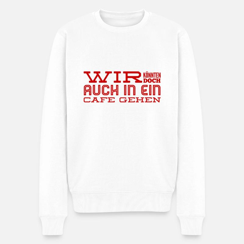 Kaffee trinken gehen - Männer Premium Bio Pullover - Weiß