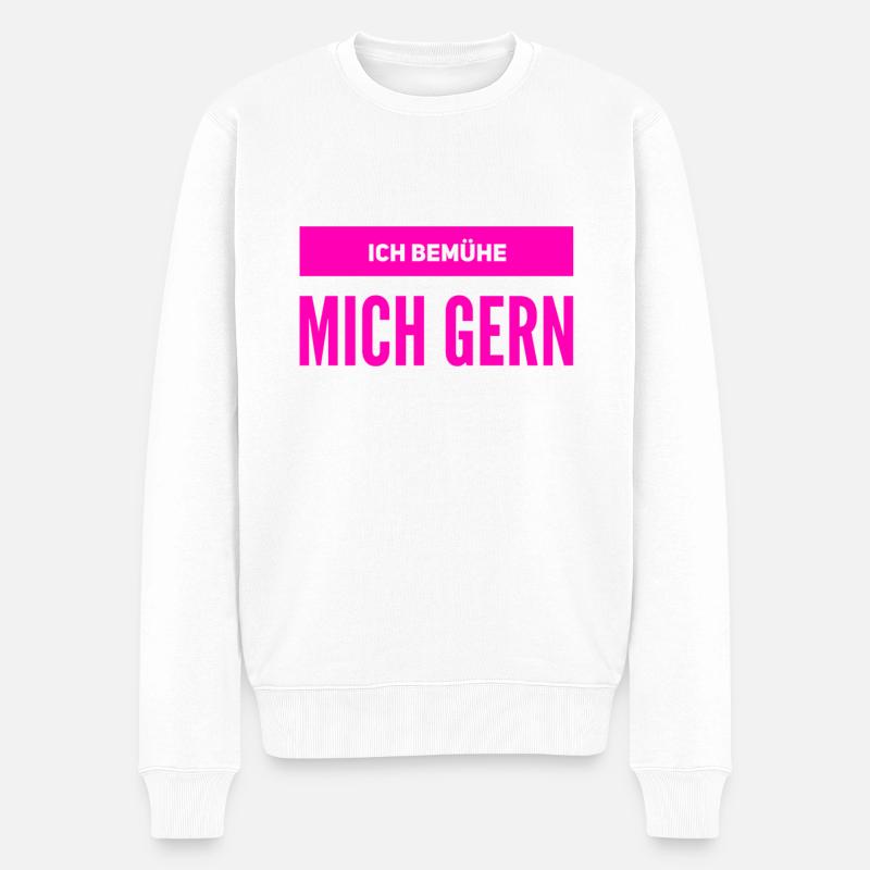 ich bin bemüht - Männer Premium Bio Pullover - Weiß