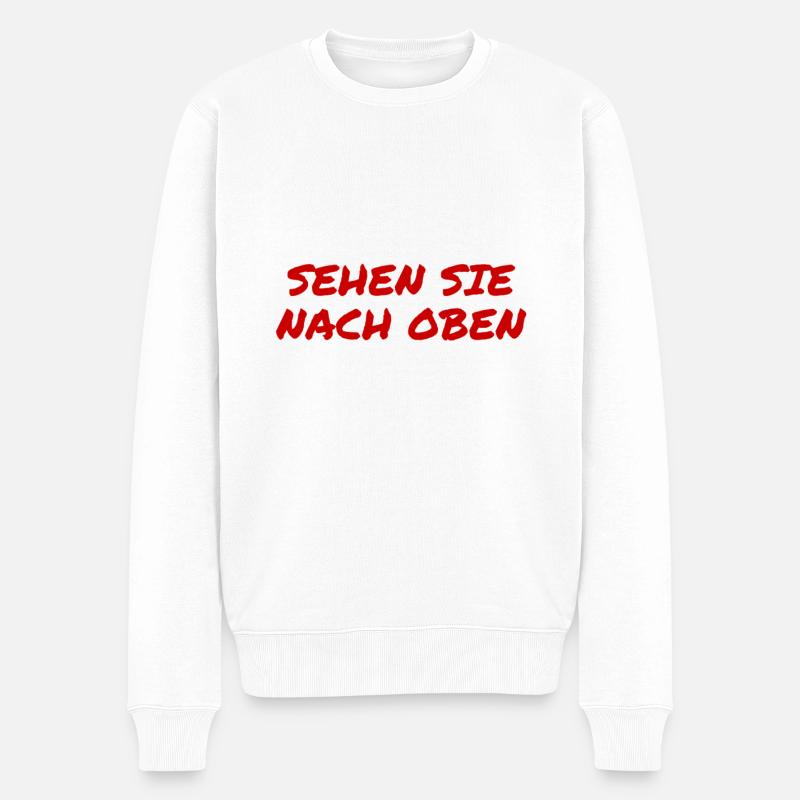 kuck nach oben - Männer Premium Bio Pullover - Weiß