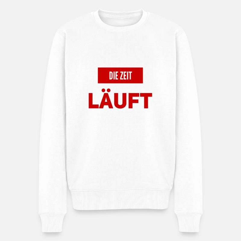 die Zeit läuft - Männer Premium Bio Pullover - Weiß