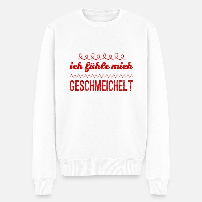 ich fühle mich geschmeichelt - Männer Premium Bio Pullover - Weiß