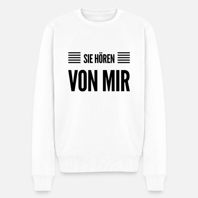 ich melde mich - Männer Premium Bio Pullover - Weiß