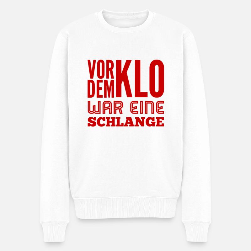 vor dem Klo war eine Schlange - Männer Premium Bio Pullover - Weiß
