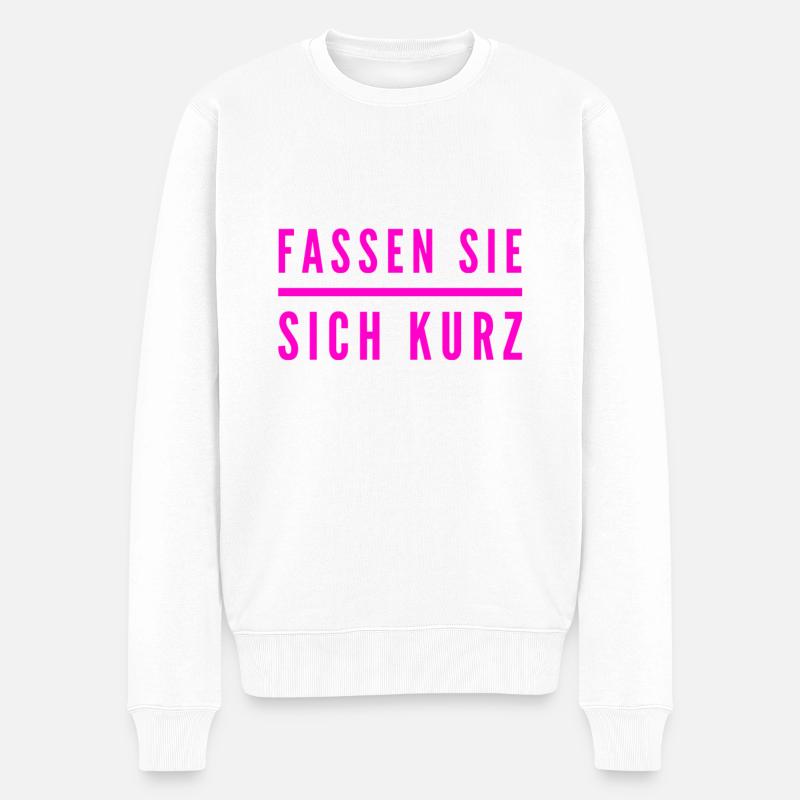 bitte kurz fassen - Männer Premium Bio Pullover - Weiß