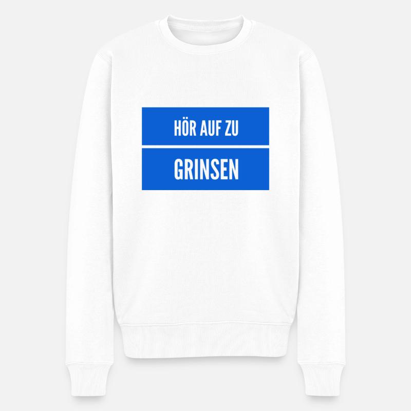 lass das grinsen - Männer Premium Bio Pullover - Weiß
