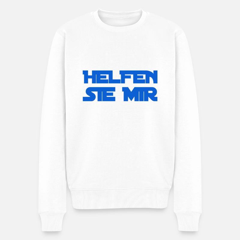 ich brauche Unterstützung - Männer Premium Bio Pullover - Weiß