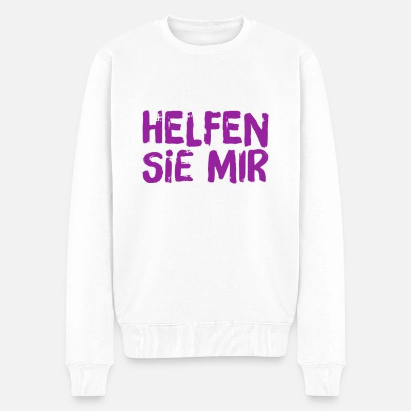 ich brauche Hilfe - Männer Premium Bio Pullover - Weiß