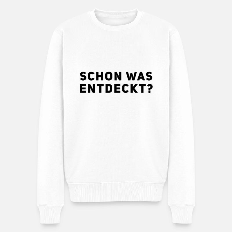 was kann man hier entdecken? - Männer Premium Bio Pullover - Weiß
