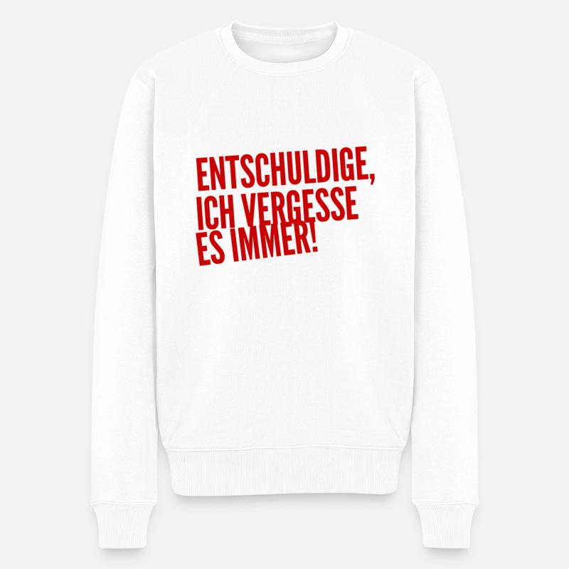 ich bin so vergesslich - Männer Premium Bio Pullover - Weiß