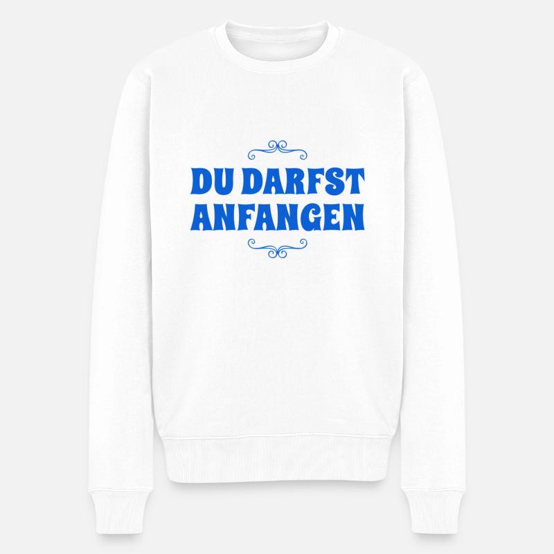 du beginnst - Männer Premium Bio Pullover - Weiß