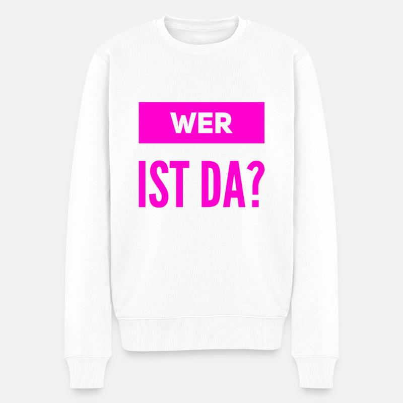 wer ist da? - Männer Premium Bio Pullover - Weiß