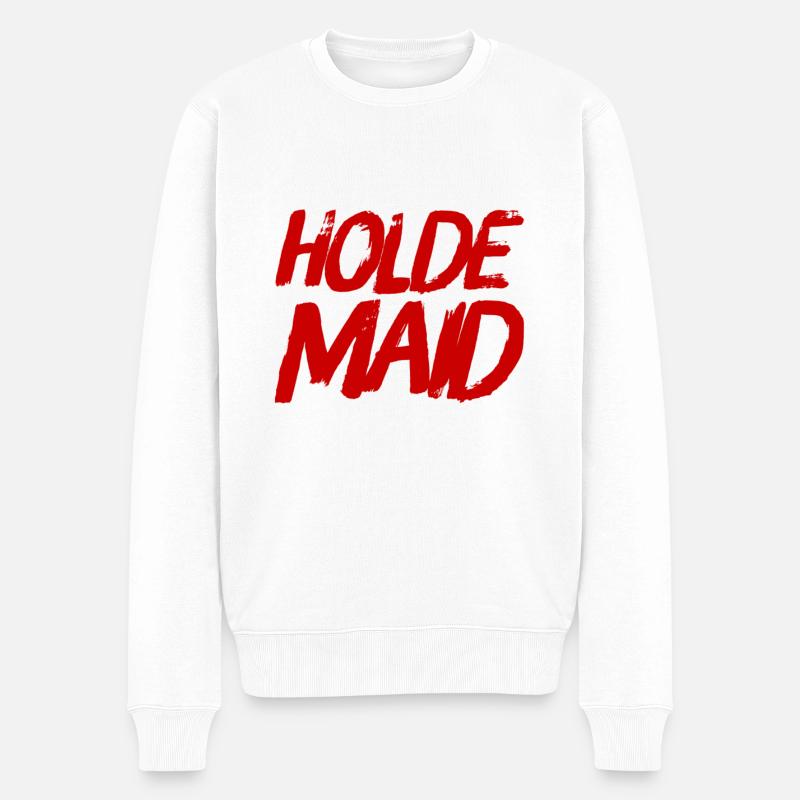 ich bin eine holde Maid - Männer Premium Bio Pullover - Weiß