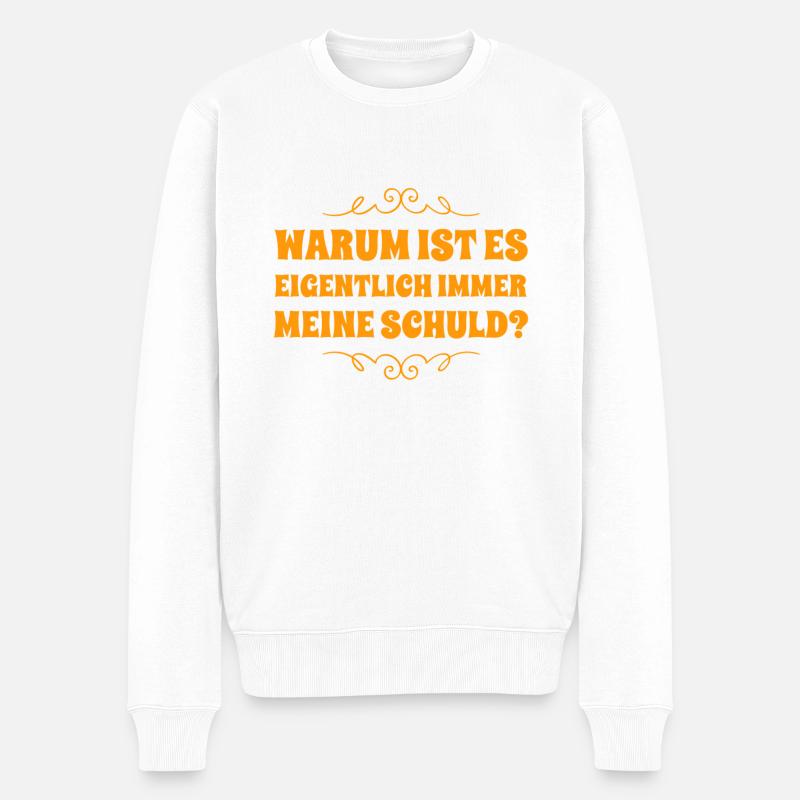 bin ich schuld? - Männer Premium Bio Pullover - Weiß