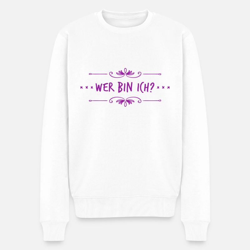 wer bin ich nur? - Männer Premium Bio Pullover - Weiß