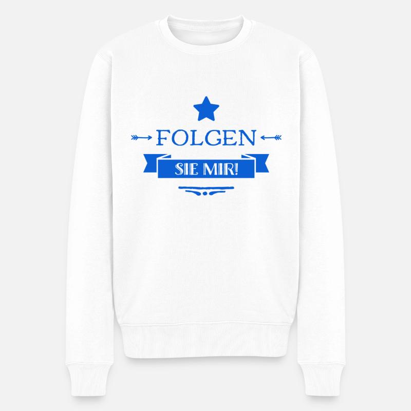 kommen sie mit - Männer Premium Bio Pullover - Weiß