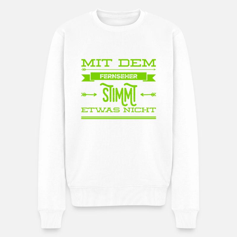 der Fernseher spinnt - Männer Premium Bio Pullover - Weiß