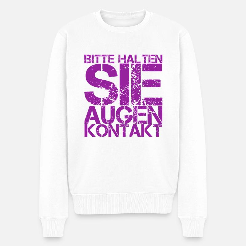 bitte halten Sie Augenkontakt - Männer Premium Bio Pullover - Weiß