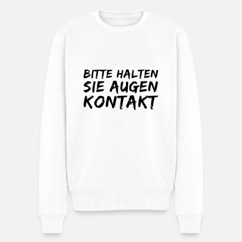 Augenkontakt halten - Männer Premium Bio Pullover - Weiß