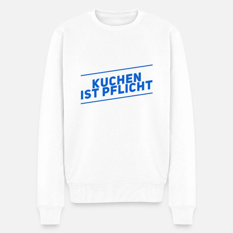 Kuchen ist genial - Männer Premium Bio Pullover - Weiß