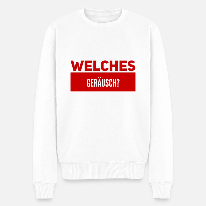 ist da ein Geräusch? - Männer Premium Bio Pullover - Weiß