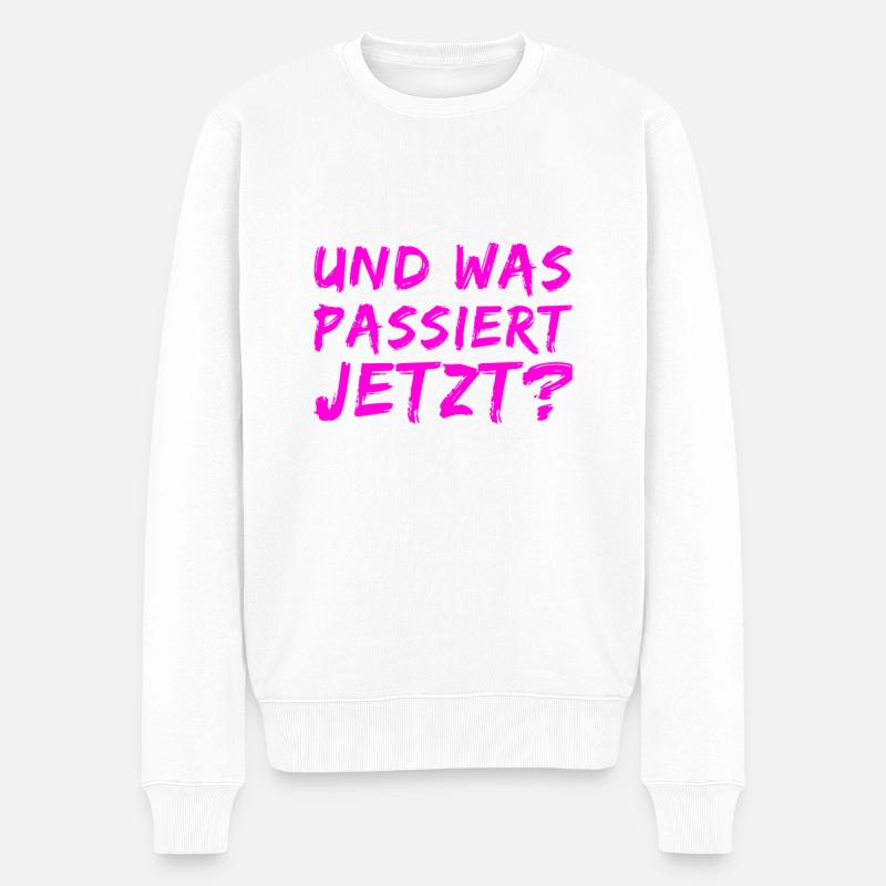 was wird jetzt kommen? - Männer Premium Bio Pullover - Weiß