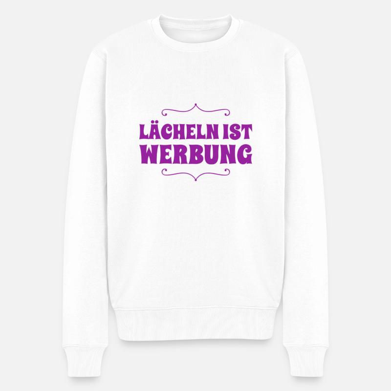 lächeln ist wundervoll - Männer Premium Bio Pullover - Weiß